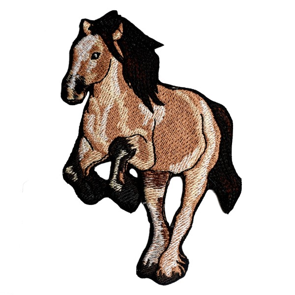 Patch brodé cheval, écusson thermocollant cheval sauvage 11,5 cm - Photo n°1