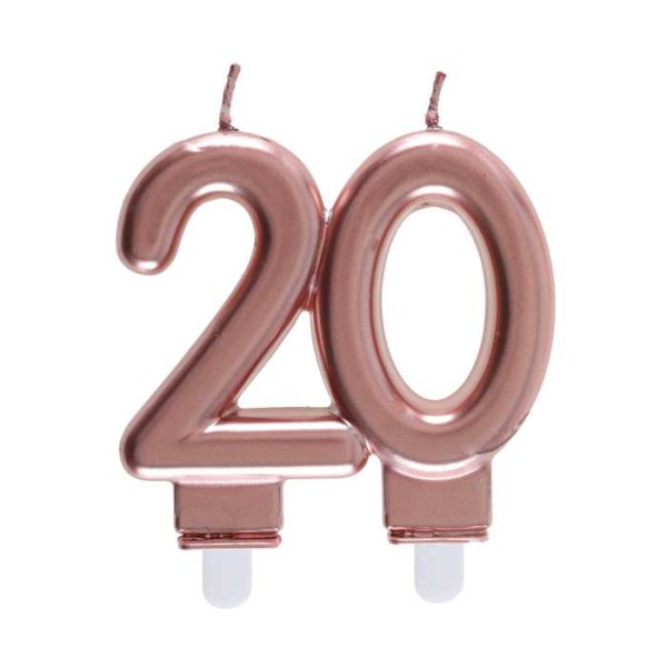 Bougie anniversaire âge 20 ans rose gold - Photo n°1