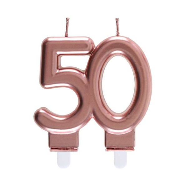 Bougie anniversaire âge 50 ans rose gold - Photo n°1