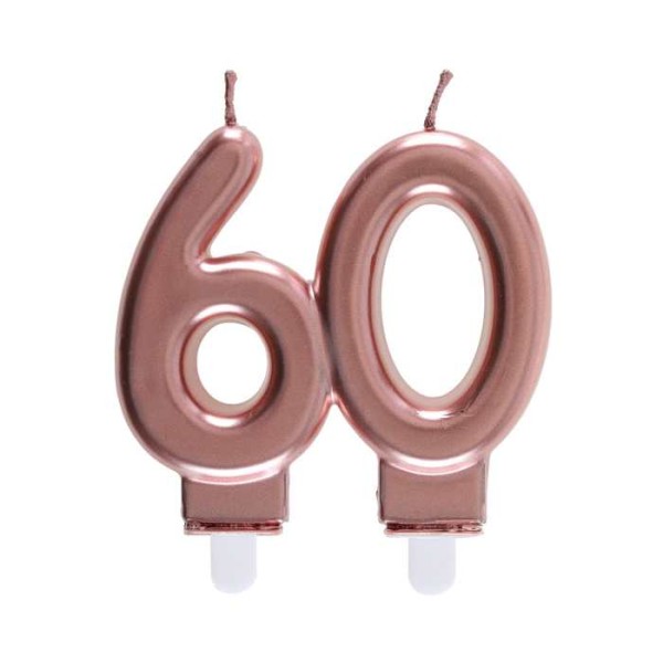 Bougie anniversaire âge 60 ans rose gold - Photo n°1