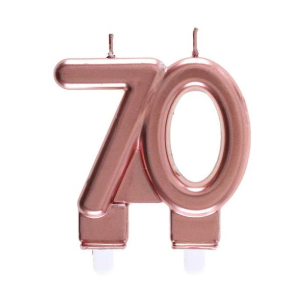 Bougie anniversaire âge 70 ans rose gold - Photo n°1