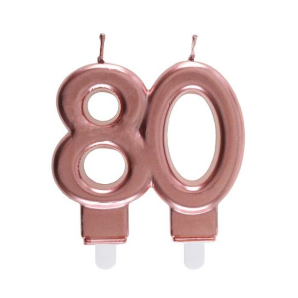 Bougie anniversaire âge 80 ans rose gold - Photo n°1
