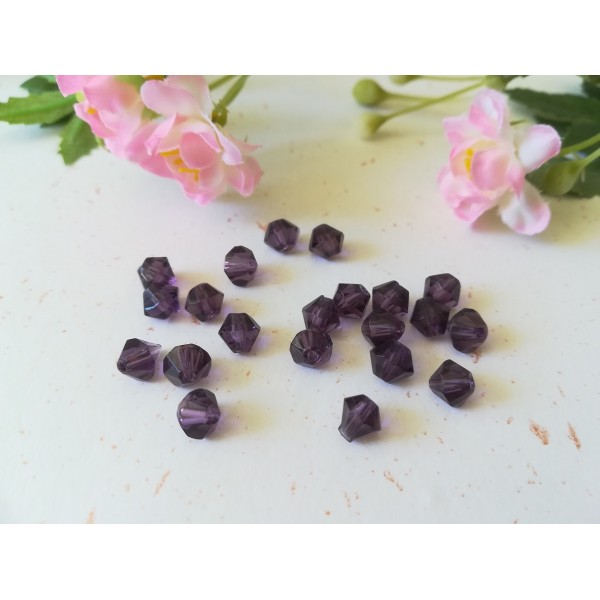 Perles en verre toupie 6 mm violet x 20 - Photo n°1
