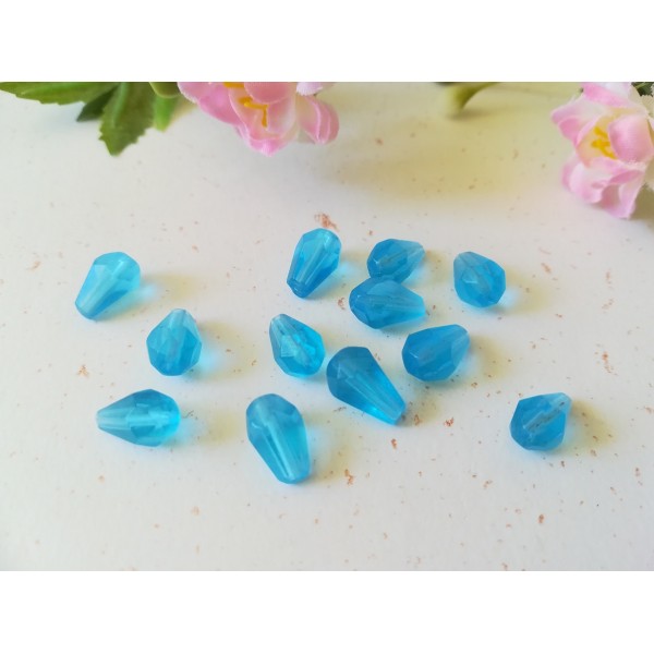 Perles en verre goutte 10 mm bleu ciel x 20 - Photo n°2