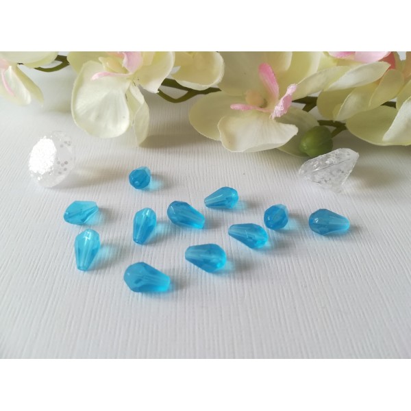 Perles en verre goutte 10 mm bleu ciel x 20 - Photo n°1