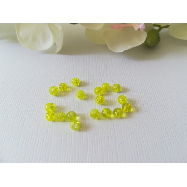 Perles en verre craquelé 4 mm jaune x 50 - Photo n°2