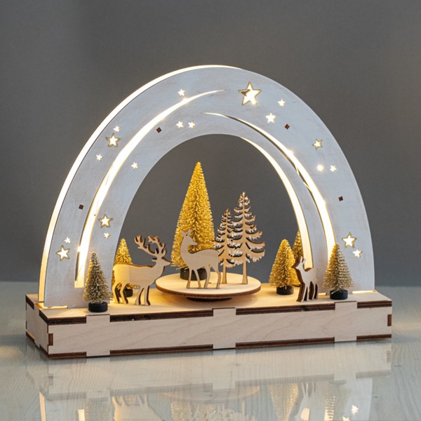 Kit Décor de Noël en bois et plateau tournant - Ciel étoilé - 30 x