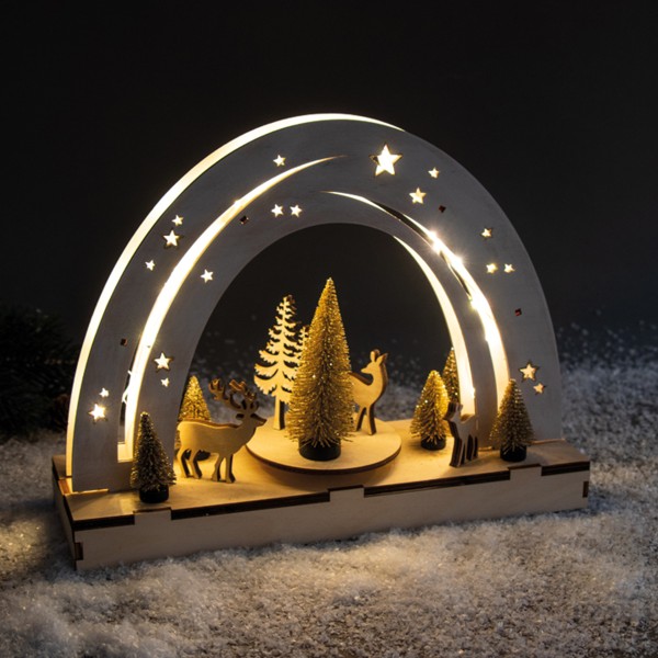 Kit Décor de Noël en bois et plateau tournant - Ciel étoilé - 30 x 9 x 23 cm - Photo n°4