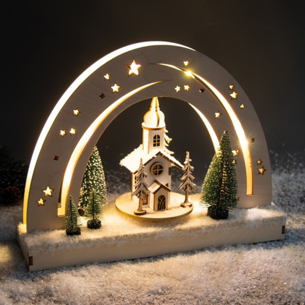 Kit Décor de Noël en bois et plateau tournant - Ciel étoilé - 30 x 9 x 23 cm - Photo n°6