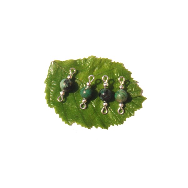 Turquoise Africaine : 2 paires de MINI connecteurs 18 mm de longueur x 6 mm de diamètre - Photo n°1