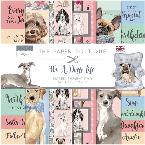 Papier scrapbooking  The Paper Boutique - It's a dog's life Embellishment - 20x20 - 36 feuilles - Photo n°1