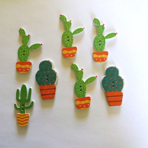7 Boutons cactus vert  - bri446 n2 - Photo n°1