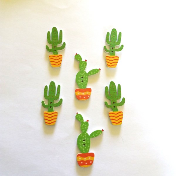 6 Boutons cactus vert  - bri446 n3 - Photo n°1