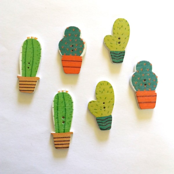 6 Boutons cactus vert  - bri446 n4 - Photo n°1