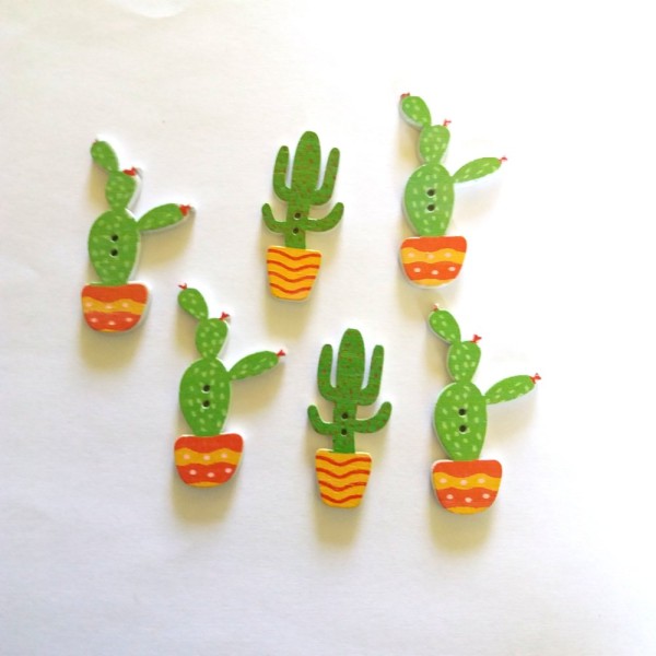 6 Boutons cactus vert  - bri446 n5 - Photo n°1