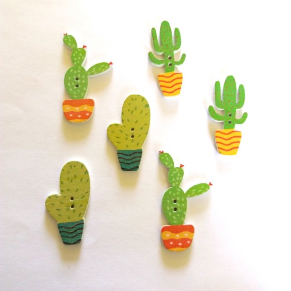 6 Boutons cactus vert  - bri446 n6 - Photo n°1