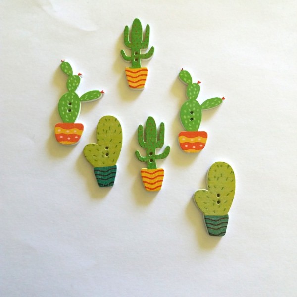 6 Boutons cactus vert  - bri446 n7 - Photo n°1