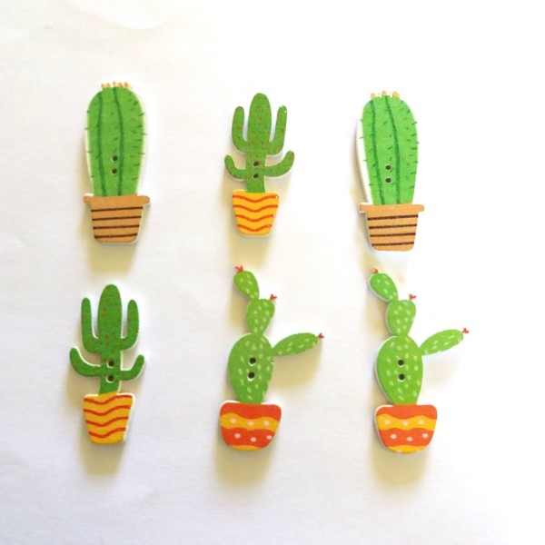 6 Boutons cactus vert  - bri446 n8 - Photo n°1
