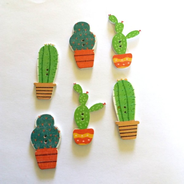 6 Boutons cactus vert  - bri446 n9 - Photo n°1