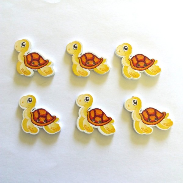 6 Boutons tortue jaune - 33x21mm  - bri447 n1 - Photo n°1