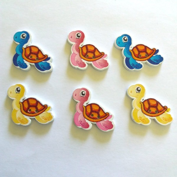 6 Boutons tortue multicolore - 33x21mm  - bri447 n5 - Photo n°1