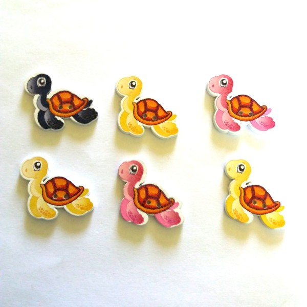 6 Boutons tortue multicolore - 33x21mm  - bri447 n9 - Photo n°1