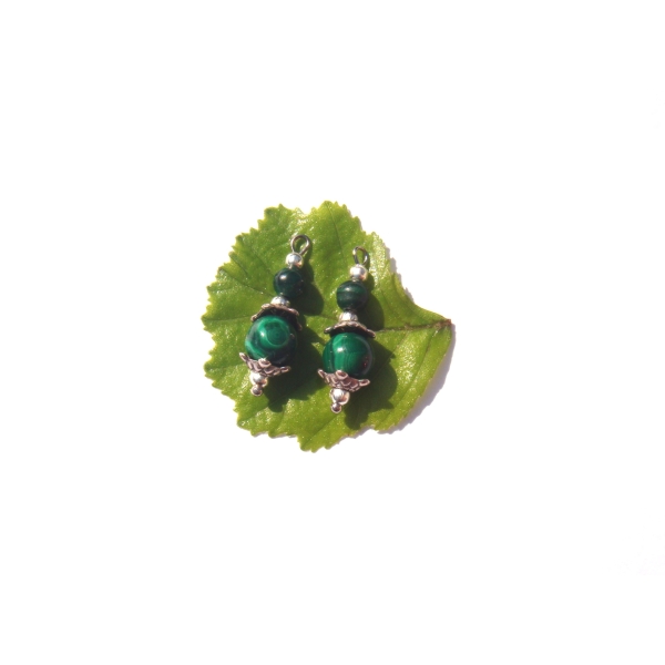 Malachite multicolore : 2 MINI pendentifs 2.2 CM de hauteur x 6 MM - Photo n°1