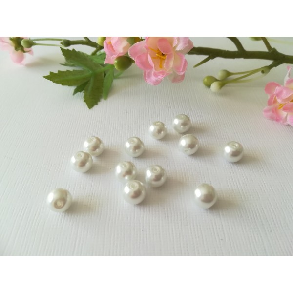 Perles en verre nacré 8 mm blanche x 20 - Photo n°2