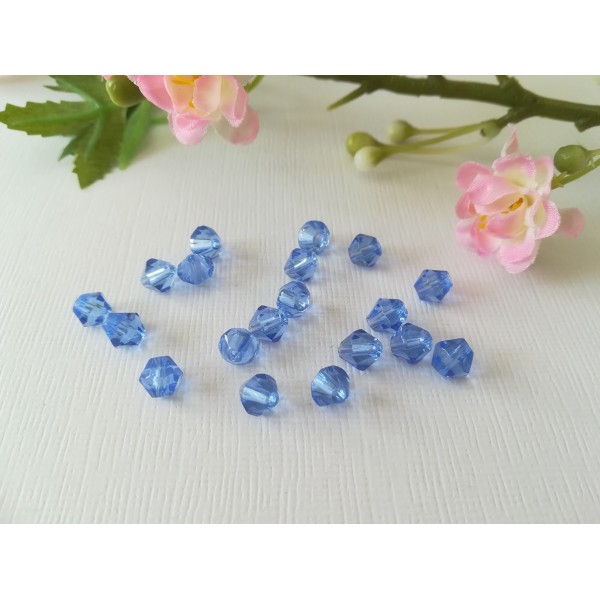 Perles en verre toupie 6 mm bleu azur x 23 - Photo n°1