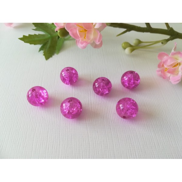 Perles en verre craquelé 12 mm violette x 20 - Photo n°1