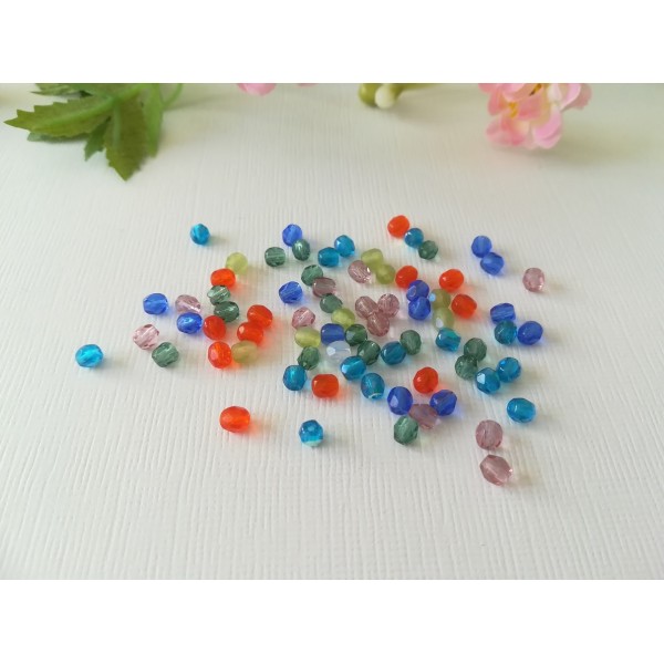 Perles en verre à facette style bohème 4 mm x 100 - Photo n°1