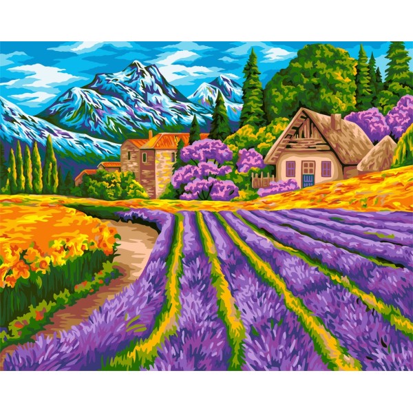 Kit Peinture par Numéros Wizardi Alpine Village 40x50 cm A101 - Photo n°1