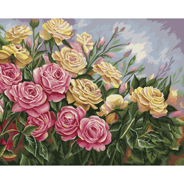 Kit Peinture par Numéros Wizardi Roses 40x50 cm B062 - Photo n°1