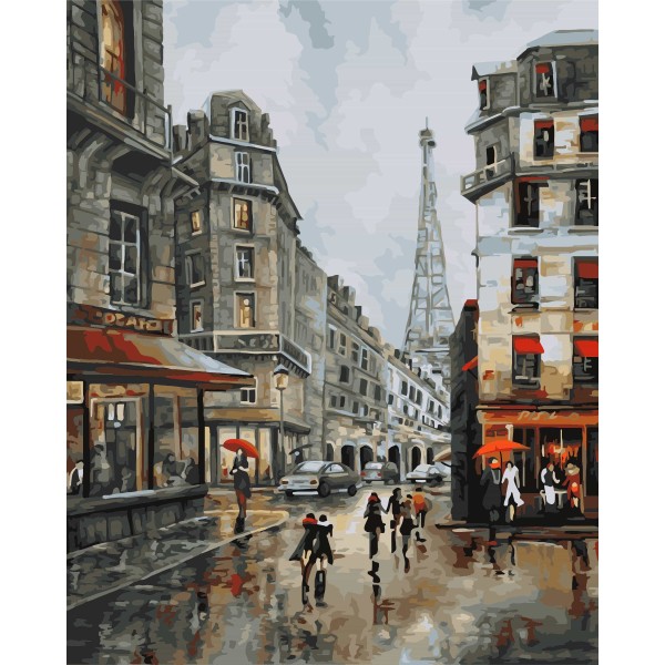 Kit Peinture Wizardi Numéros Journée à Paris 40x50 cm D012 - Photo n°1