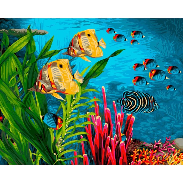 Kit Peinture par Numéros Wizardi Récifs Coralliens 40x50 cm H104 - Photo n°1
