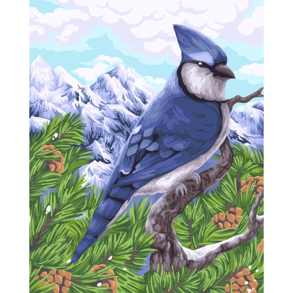 Kit Peinture par Numéros Wizardi Blue Jay 40x50 cm H106 - Photo n°1