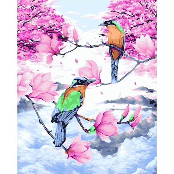 Kit Peinture par Numéros Wizardi Oiseaux de Paradis 40x50 cm H109 - Photo n°1