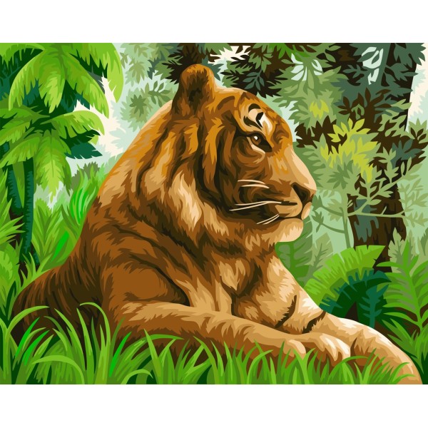 Kit Peinture par Numéros Wizardi Tigre dans la Jungle 40x50 cm H110 - Photo n°1