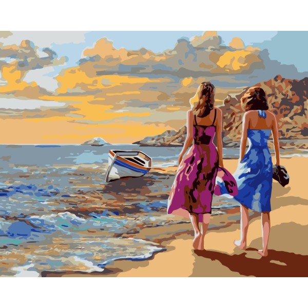 Kit Peinture par Numéros Wizardi Beach Walk 40x50 cm J017 - Photo n°1