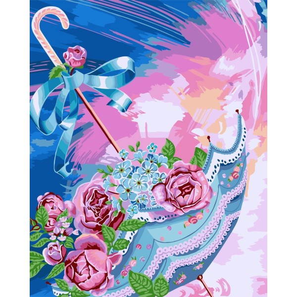 Kit Peinture par Numéros Wizardi Parapluie 40x50 cm R006 - Photo n°1