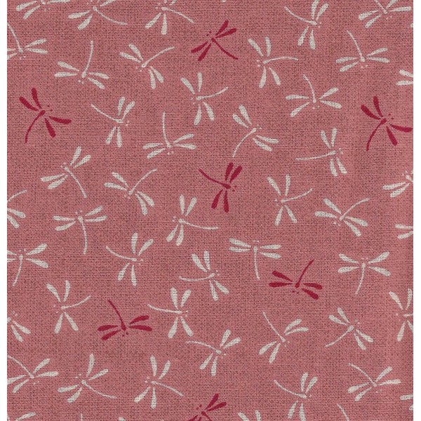 Pièce de Tissu Japonais Coupon Tombo Libellule 54x45 cm Corail/Orange/Blanc Sevenberry - Photo n°1
