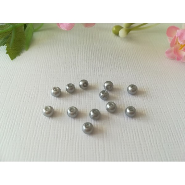 Perles en verre 3 mm nacré gris argent x 55 - Photo n°1
