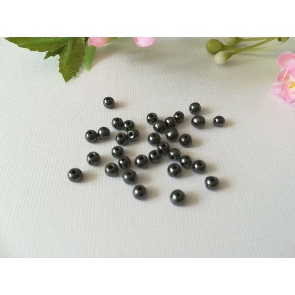Perles hématite 4 mm gris anthracite x 50 - Photo n°2