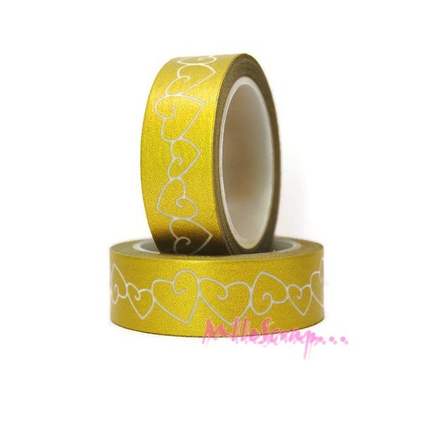 Masking tape cœurs papier doré - 10 mètres - Photo n°1