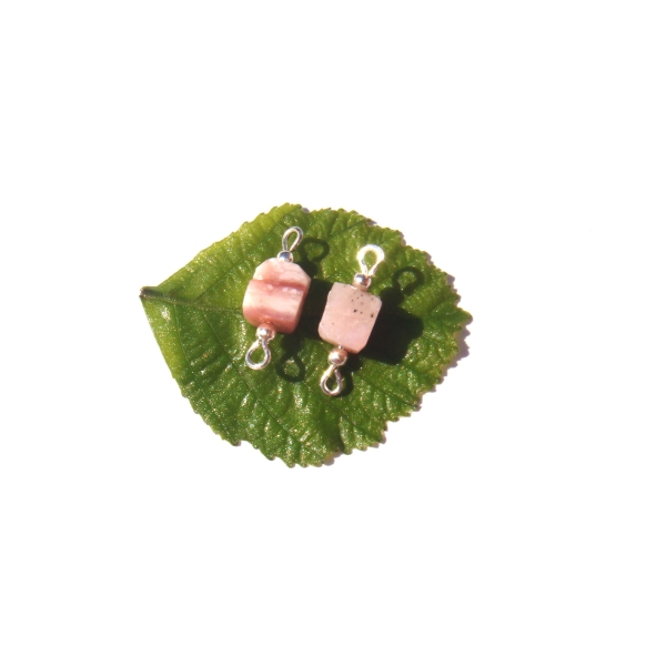 Opale Rose ( Pérou ) : Paire de MINI connecteurs 1.9 CM de lngueur x 7 MM de largeur - Photo n°1