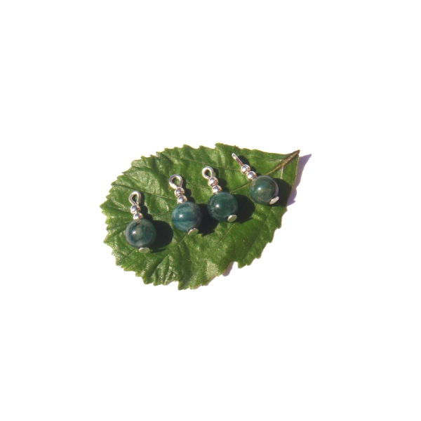 Agate Mousse foncée : 4 MINI breloques 1.7 CM de hauteur x 0.6 CM de diamètre - Photo n°1
