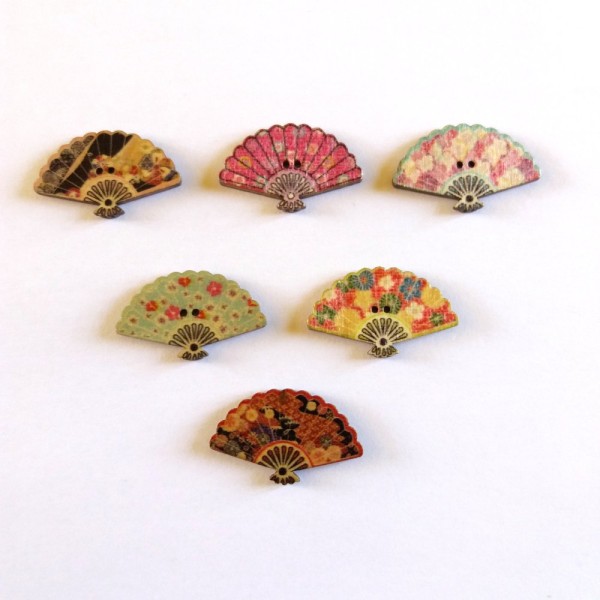 6 Boutons eventails multicolore – 30x23mm – bri434 n1 - Photo n°1