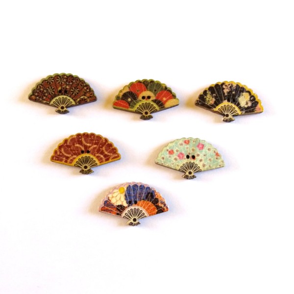 6 Boutons eventails multicolore – 30x23mm – bri434 n3 - Photo n°1