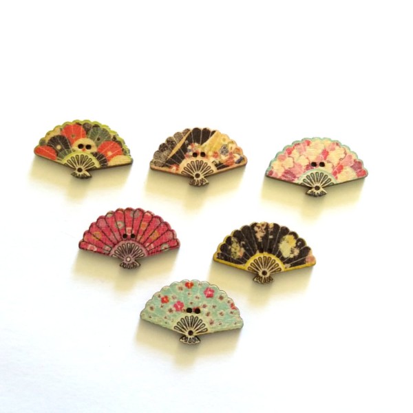 6 Boutons eventails multicolore – 30x23mm – bri434 n6 - Photo n°1