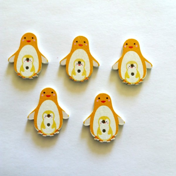 6 Boutons pingouin jaune – 23x28mm – bri435 n11 - Photo n°1